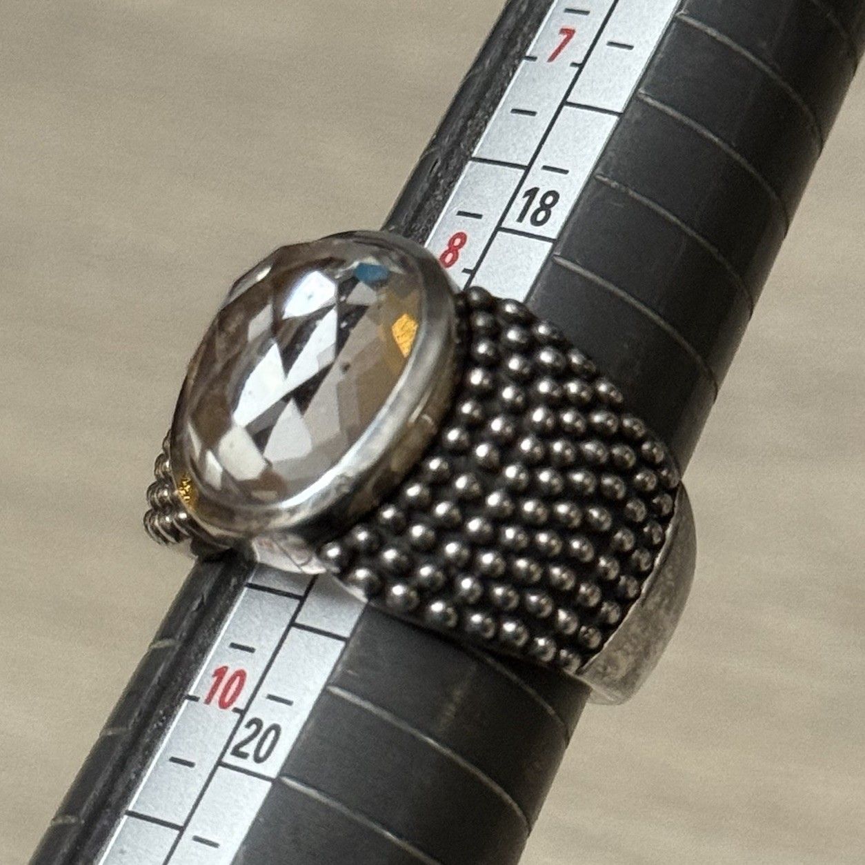 Michael Dawkins Size 9 Sterling Silver Clear Quartz Ring